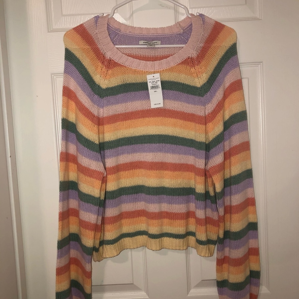 Rainbow American Eagle cropped Sweater